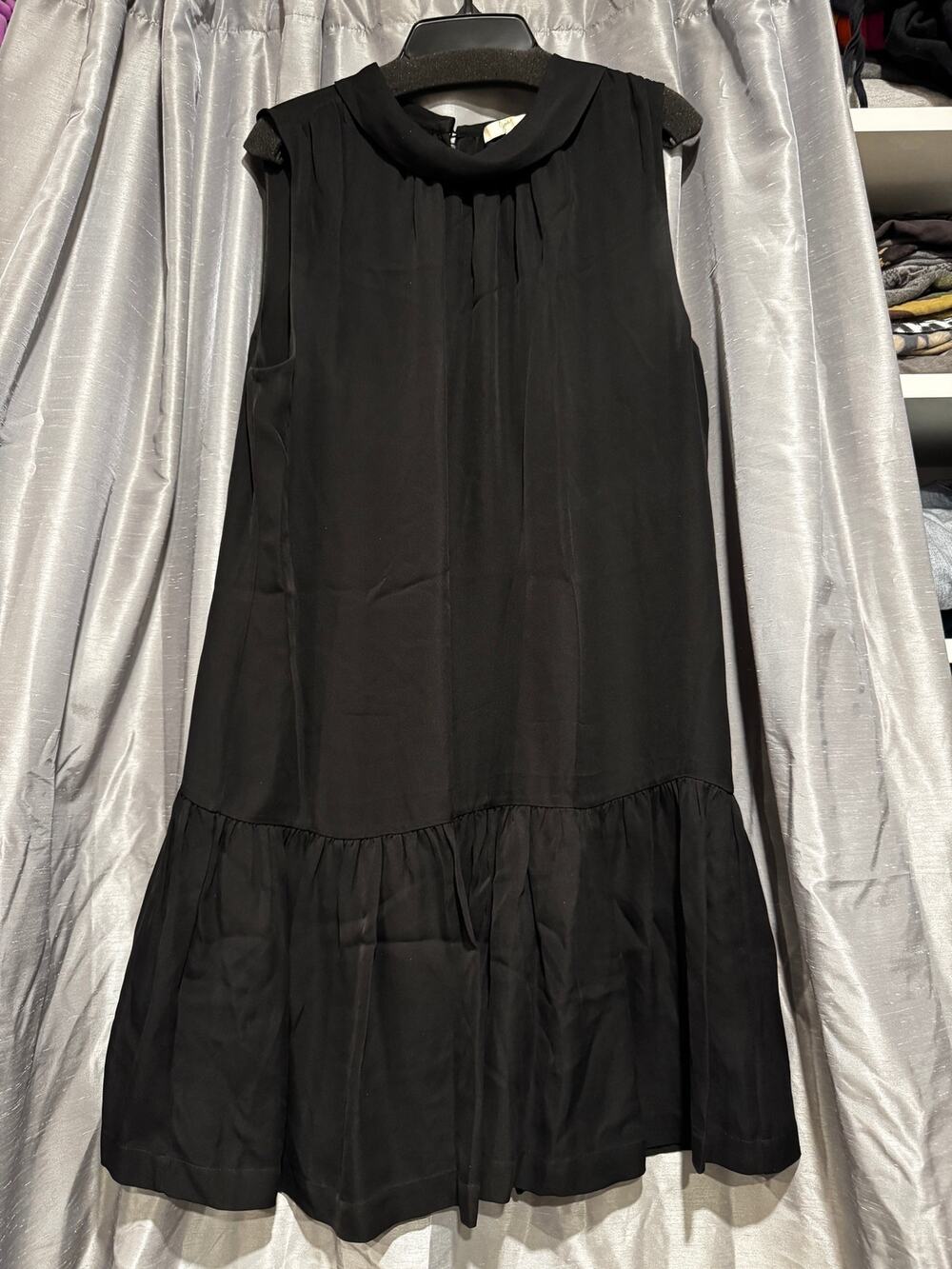 Joie black silk drop waist dress size medium